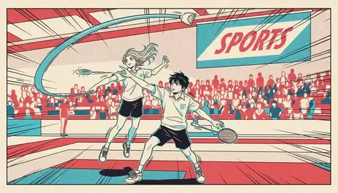 Blue Box manga key art showing Taiki Inomata and Chinatsu Kano at a high school sports venue